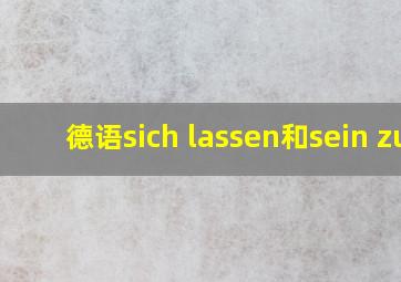 德语sich lassen和sein zu